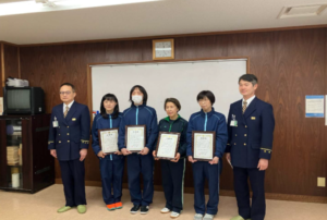 神戸市西消防署より人命救助について感謝状をいただきました。